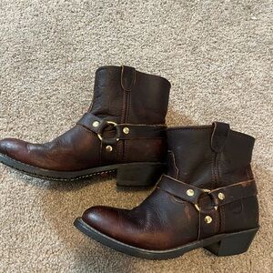 Brown Leather Ankle Harness Booties